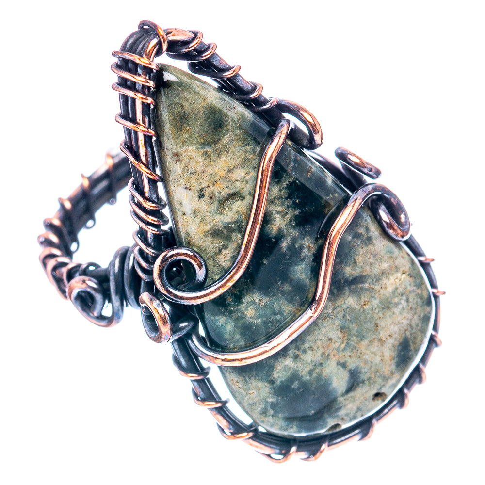 Ocean Jasper Wire Wrap Ring Size 5 (Oxidized Copper)