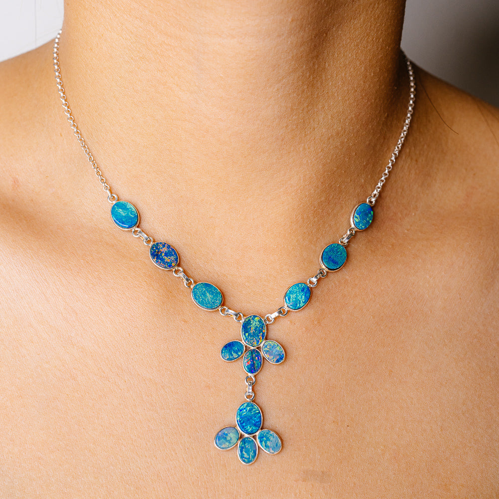 Doublet Opal Necklace 15.75" (925 Sterling Silver) N90247