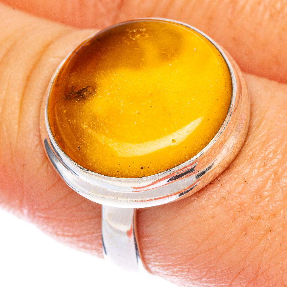 Amber Ring Size 8.25 (925 Sterling Silver) R1366
