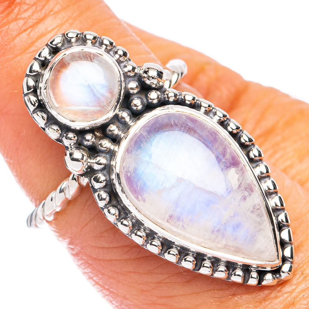 Premium Rainbow Moonstone Ring Size 6 (925 Sterling Silver) R8156