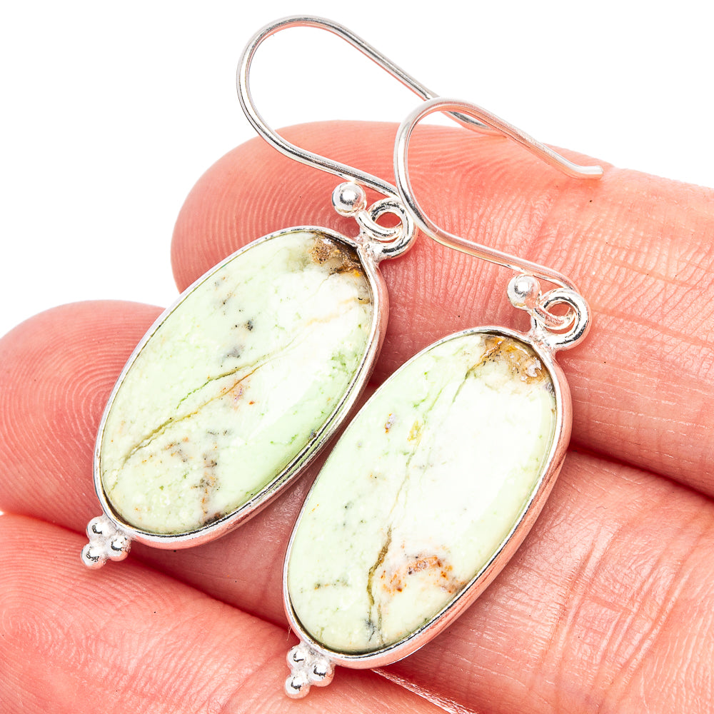 Lemon Chrysoprase Earrings 1 1/2" (925 Sterling Silver) E1749