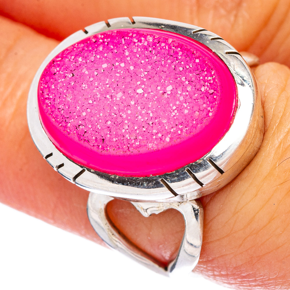 Pink Druzy Ring Size 6.5 (925 Sterling Silver) R146497