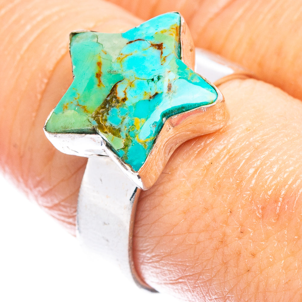 Mohave Turquoise Star Ring Size 8.25 (.925 Sterling Silver)