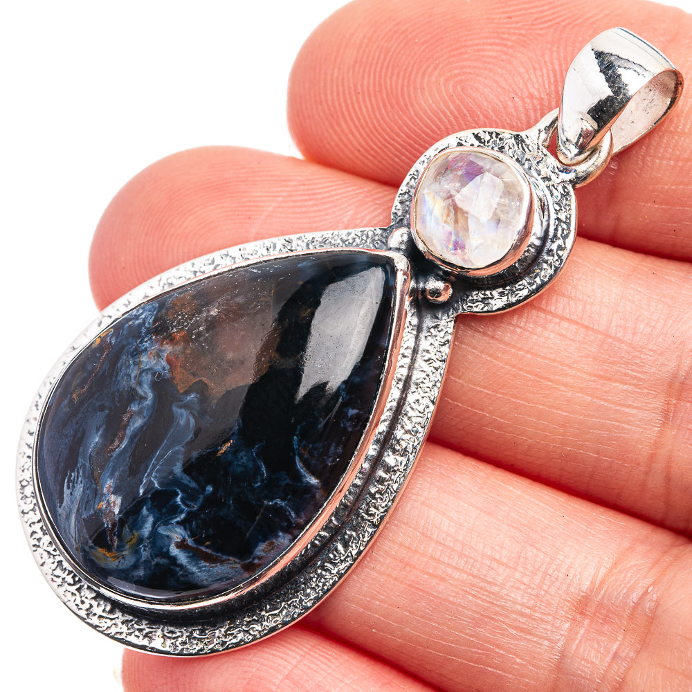 Pietersite, Rainbow Moonstone Pendant 2" (925 Sterling Silver) P39045