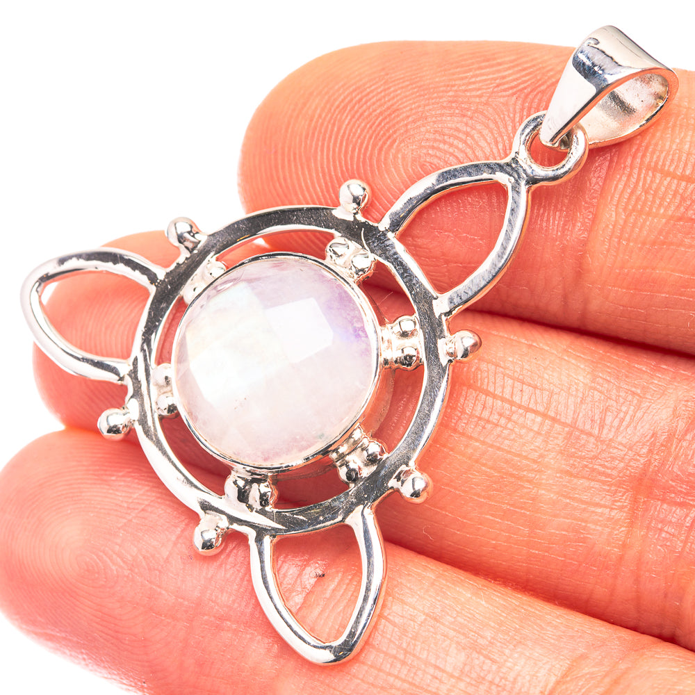 Premium Rainbow Moonstone Pendant 1 1/2" (925 Sterling Silver) P38780