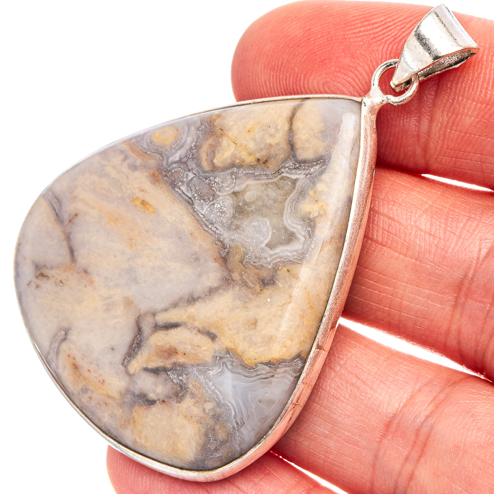 Mushroom Rhyolite Pendant 2 1/4" (Silver Plated)