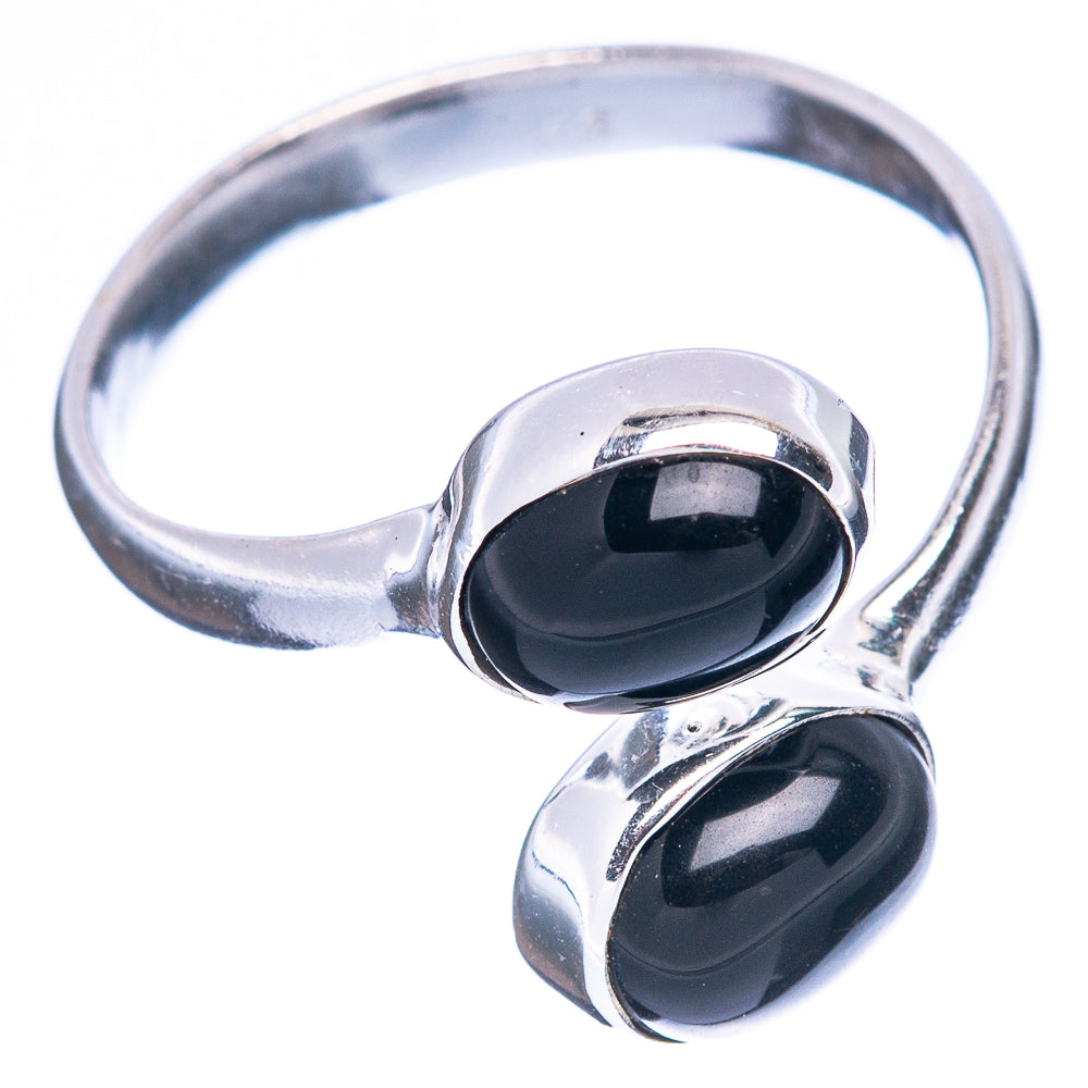 Black Onyx Dainty Ring Size 7 Adjustable (925 Sterling Silver) R5133