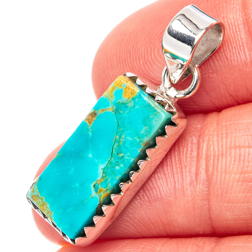 Rare Kingman Turquoise Pendant 1 1/4" (.925 Sterling Silver)