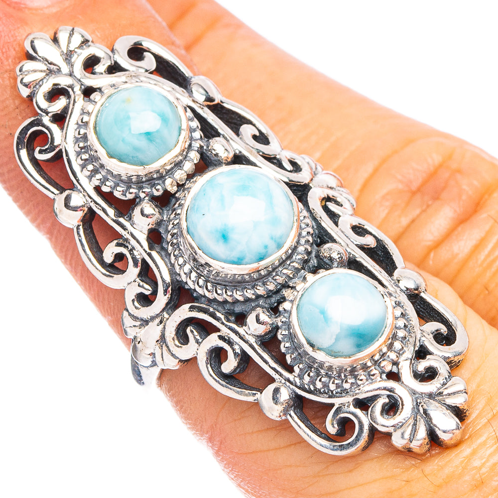 Large Larimar 925 Sterling Silver Ring Size 5.5 (925 Sterling Silver) R6357