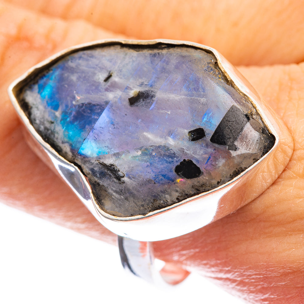 Rough Rainbow Moonstone Ring Size 10.75 (925 Sterling Silver) R143105