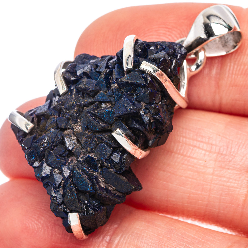 Raw Azurite Pendant 1 1/2" (925 Sterling Silver) P41541
