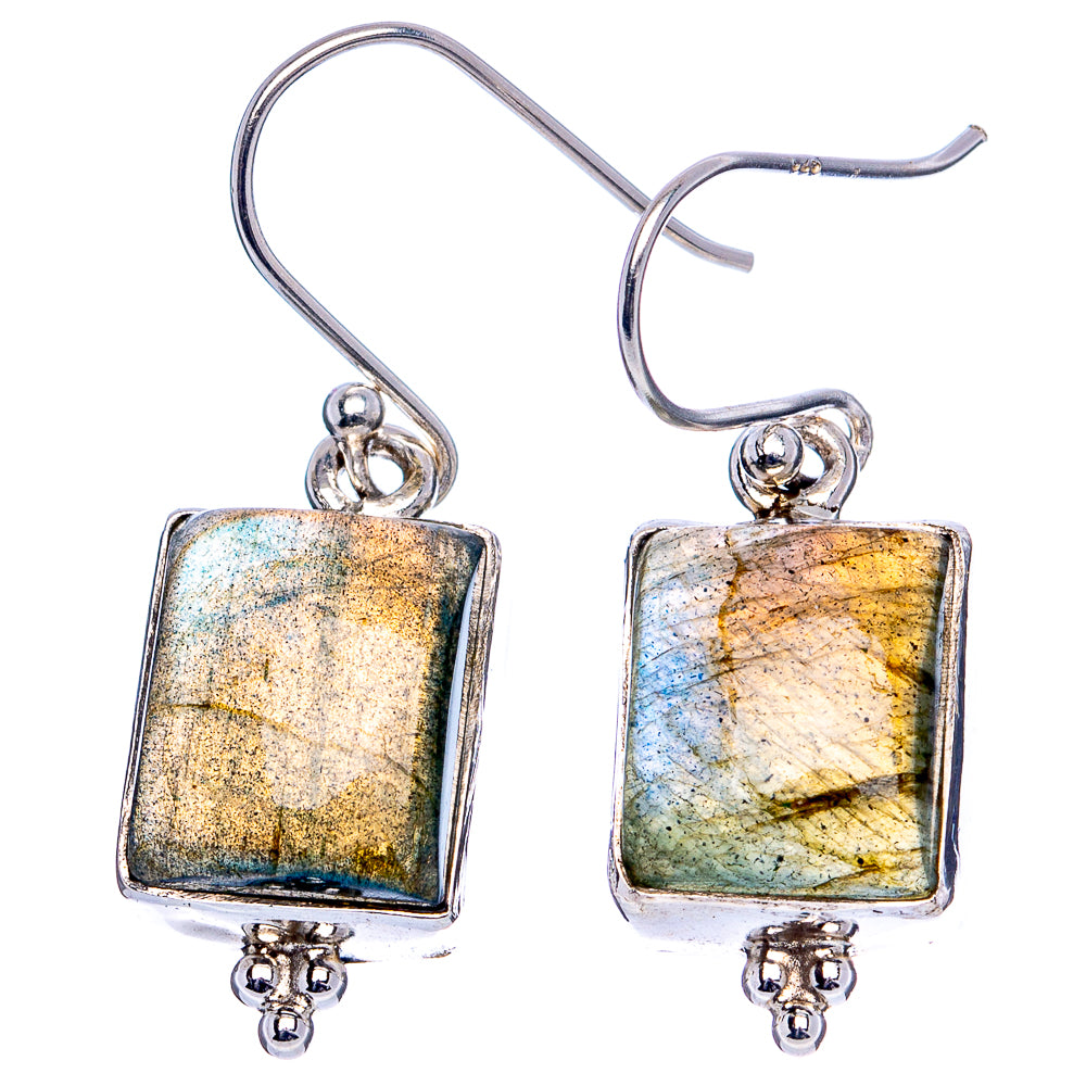Labradorite Earrings 1 1/4" (.925 Sterling Silver)