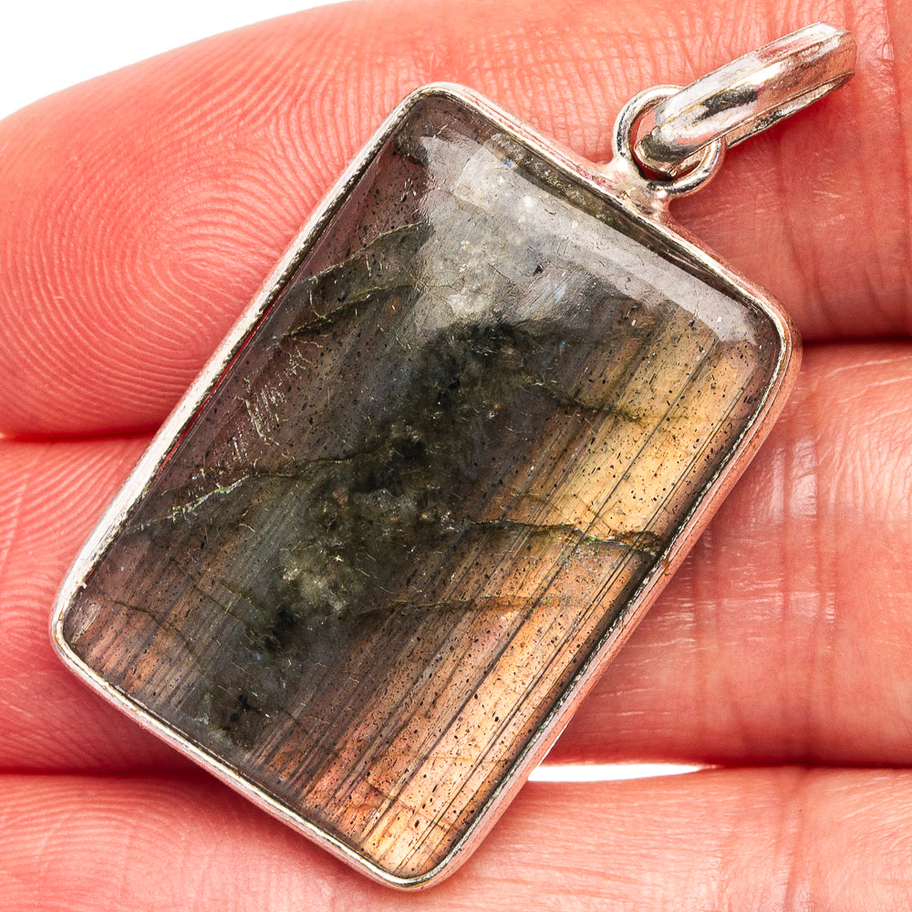 Labradorite Pendant 1 5/8" (Silver Plated)