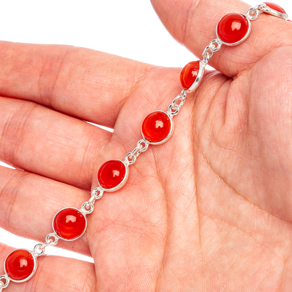 Value Carnelian Bracelets 7 1/8 To 8 1/4" (925 Sterling Silver) B90365