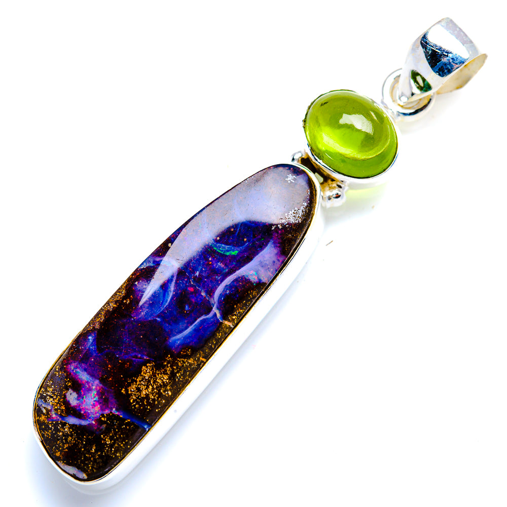 Boulder Opal, Peridot Pendant 2 1/8" (925 Sterling Silver) PD38250