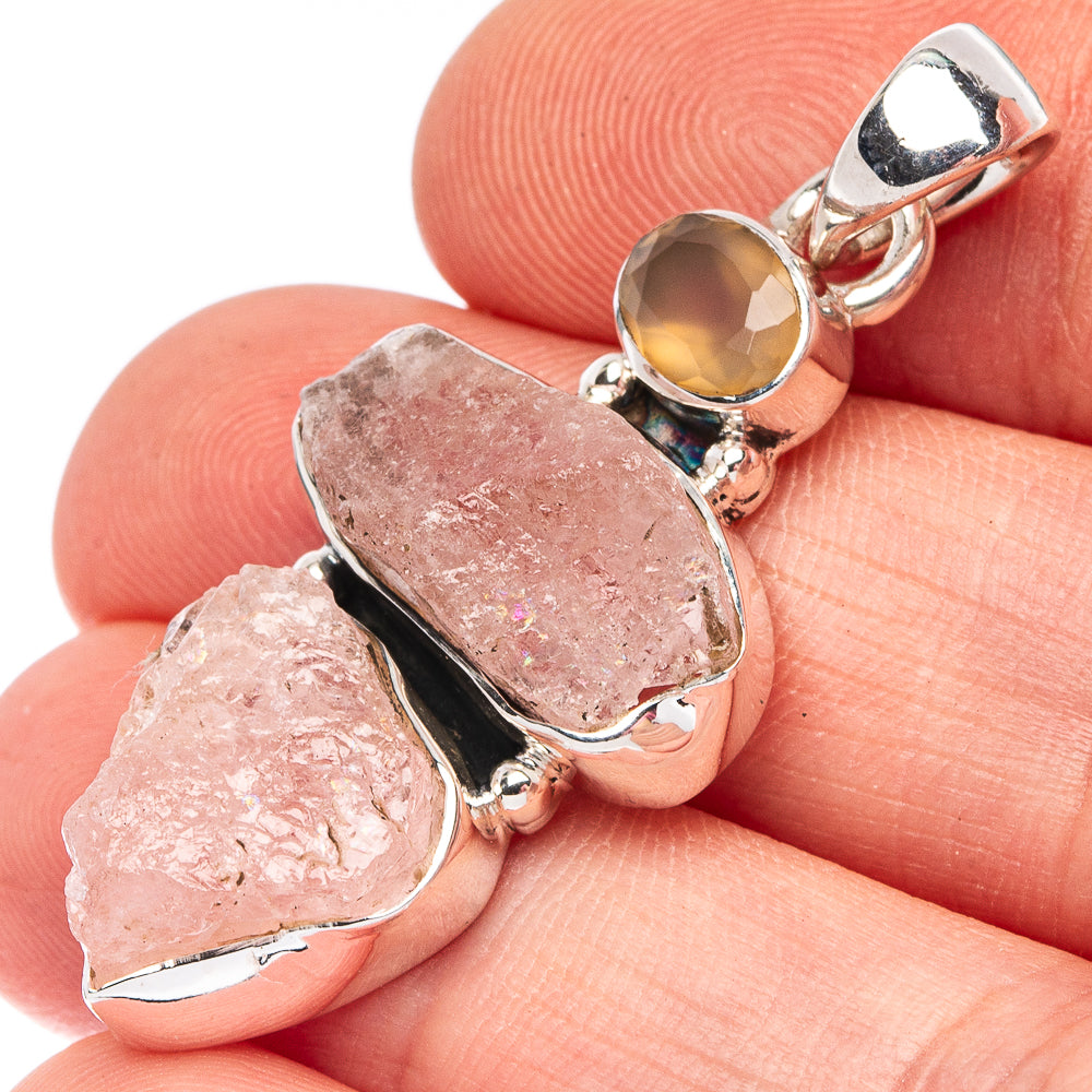 Rose Quartz, Citrine 925 Sterling Silver Pendant 1 5/8" (925 Sterling Silver) P43654