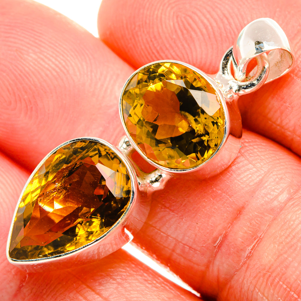 Faceted Citrine 925 Sterling Silver Pendant 1 5/8" (925 Sterling Silver) PD38336