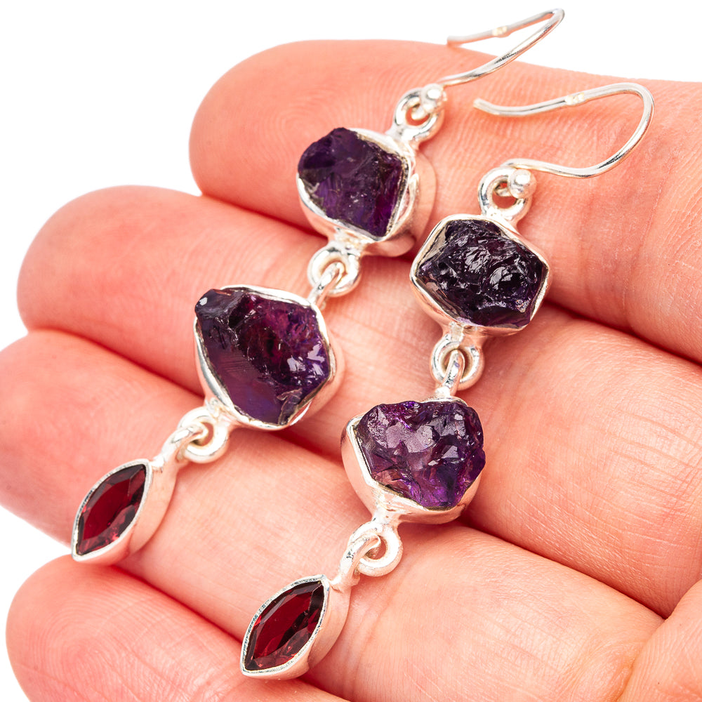 Amethyst 925 Sterling Silver Earrings 2 1/8" (925 Sterling Silver) E2177