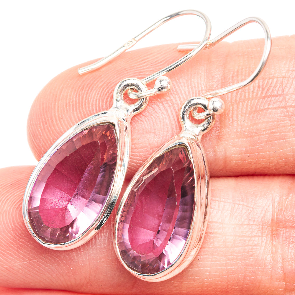 Faceted Color Change Alexandrite (Lab.) Earrings 1 3/8" (925 Sterling Silver) E432556