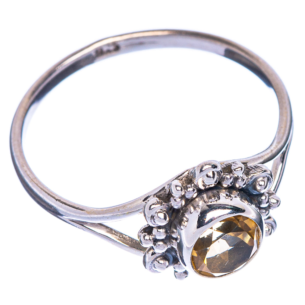 Faceted Citrine Dainty Ring Size 8.5 (925 Sterling Silver) R1219
