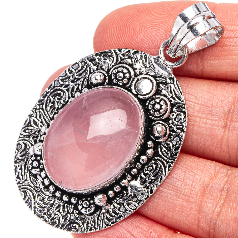 Rose Quartz Pendant 2 1/8" (German Silver)