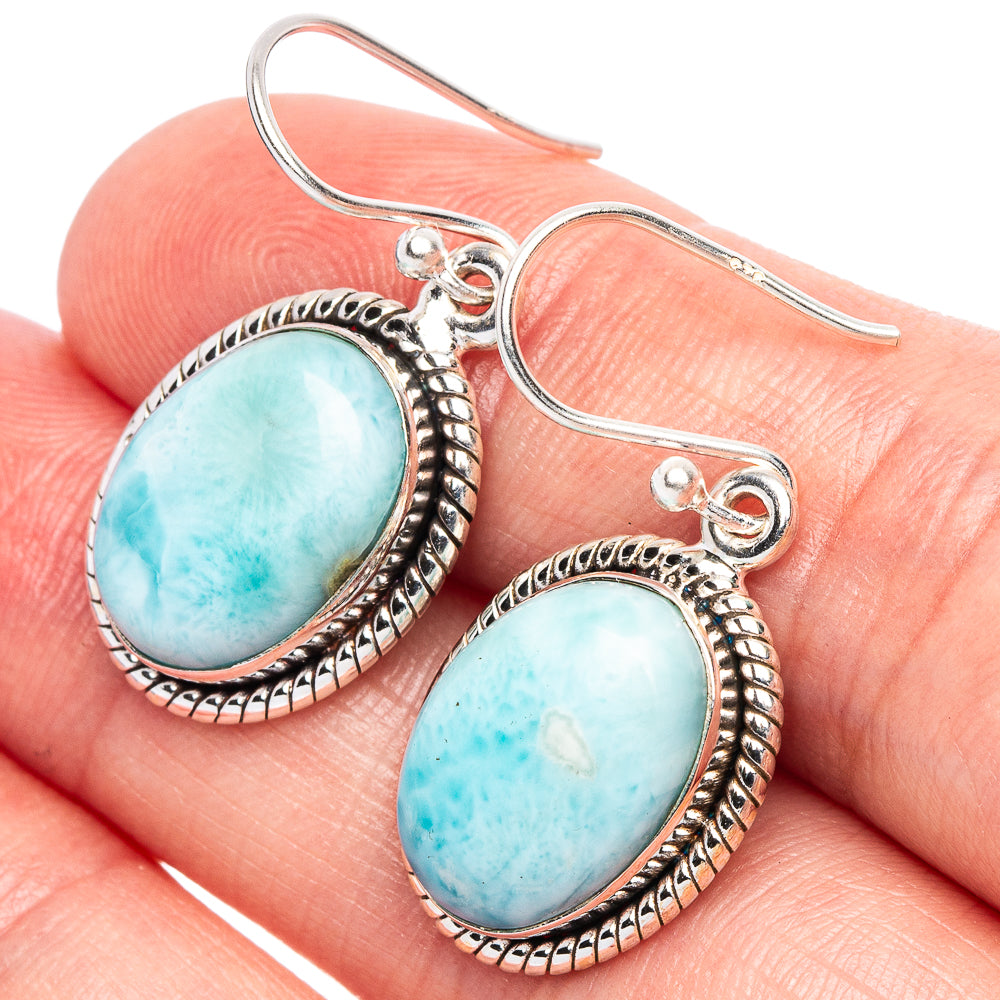 Larimar Earrings 1 3/8" (925 Sterling Silver) E1874