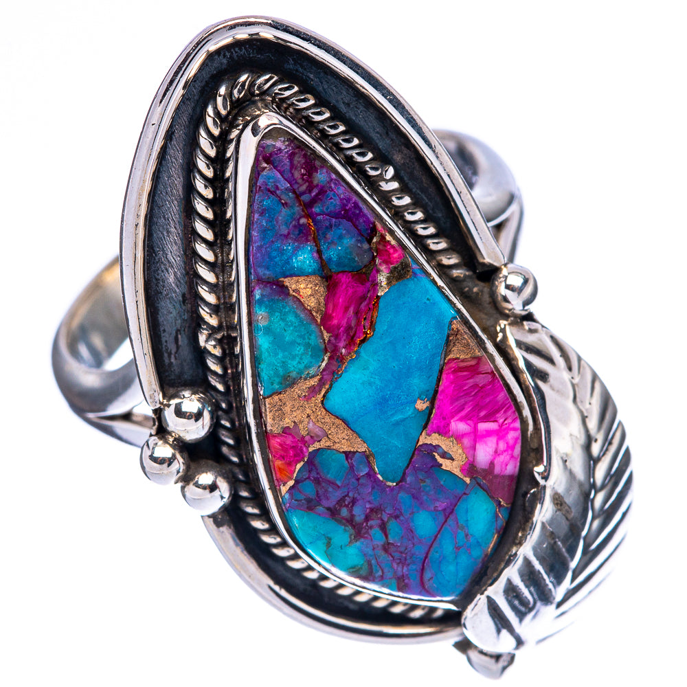 Large Kingman Pink Dahlia Turquoise Ring Size 9 (925 Sterling Silver) R146244
