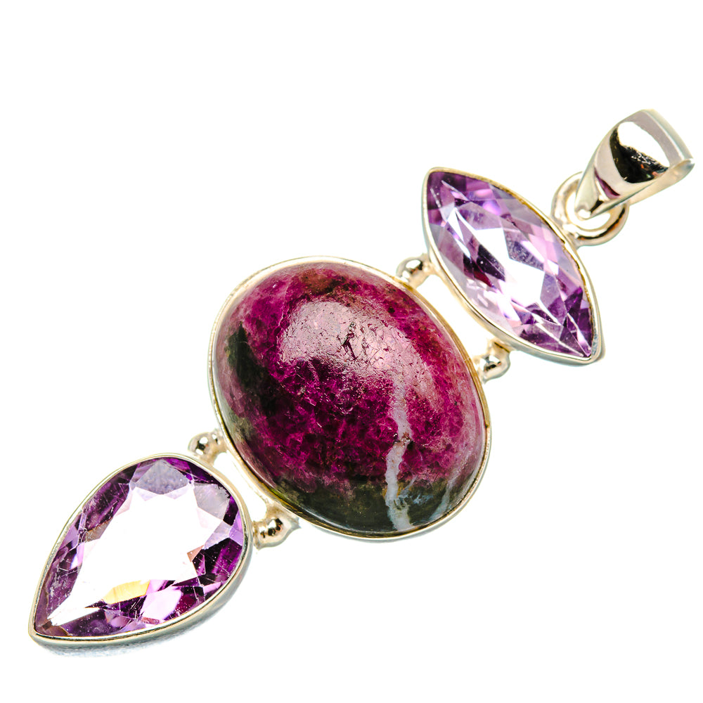 Ruby Zoisite, Amethyst Pendant 2" (925 Sterling Silver) PD37909