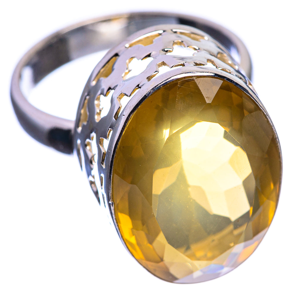 Faceted Citrine 925 Sterling Silver Ring Size 7