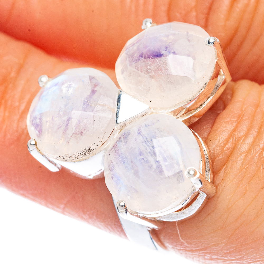 Rainbow Moonstone Ring Size 6.5 (925 Sterling Silver) R2901