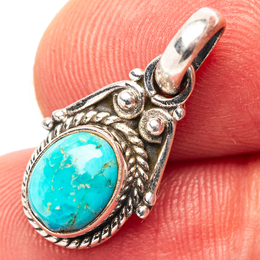 Dainty Mojave Turquoise Pendant 7/8" (.925 Sterling Silver)