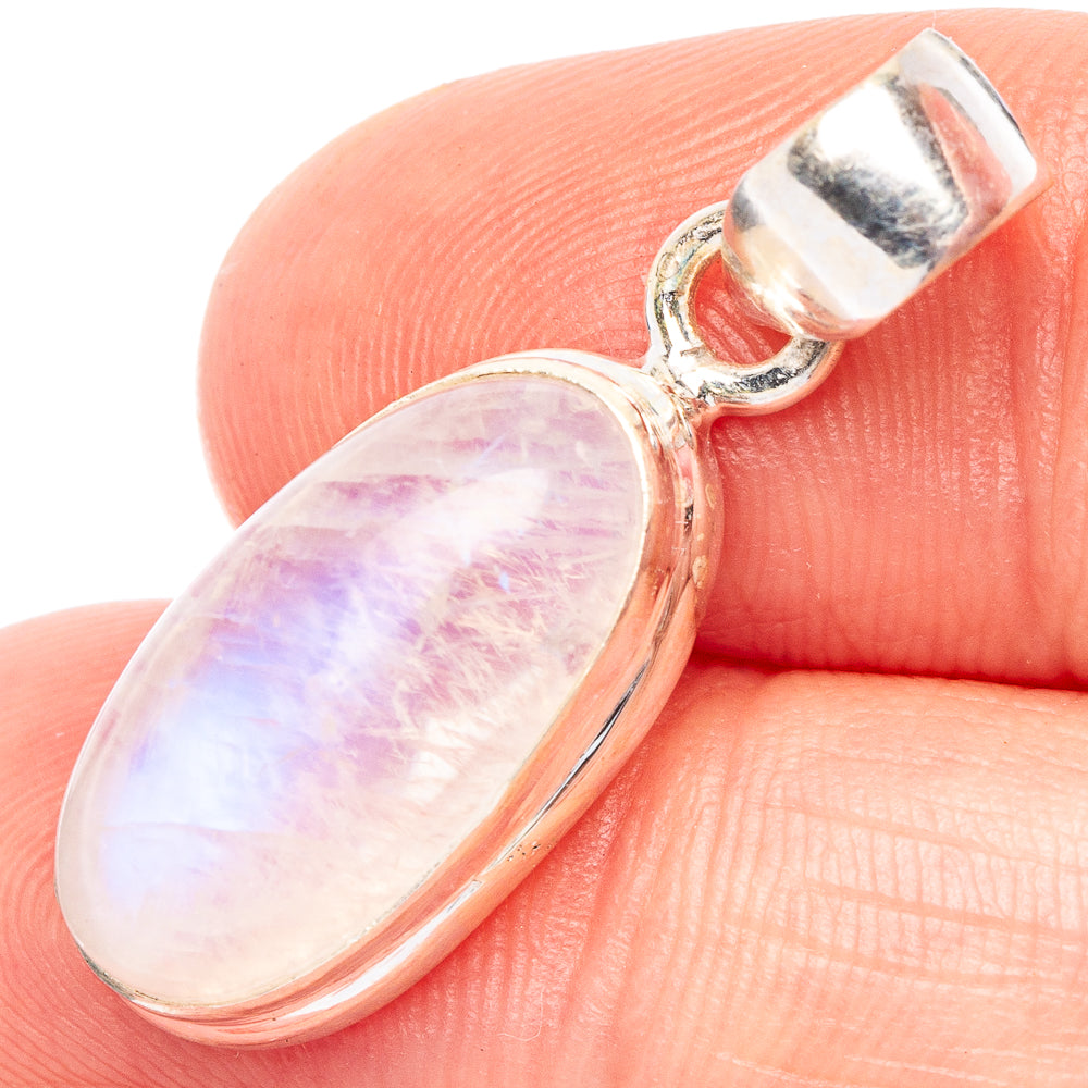 Rainbow Moonstone Pendant 1 1/4" (925 Sterling Silver) P44861