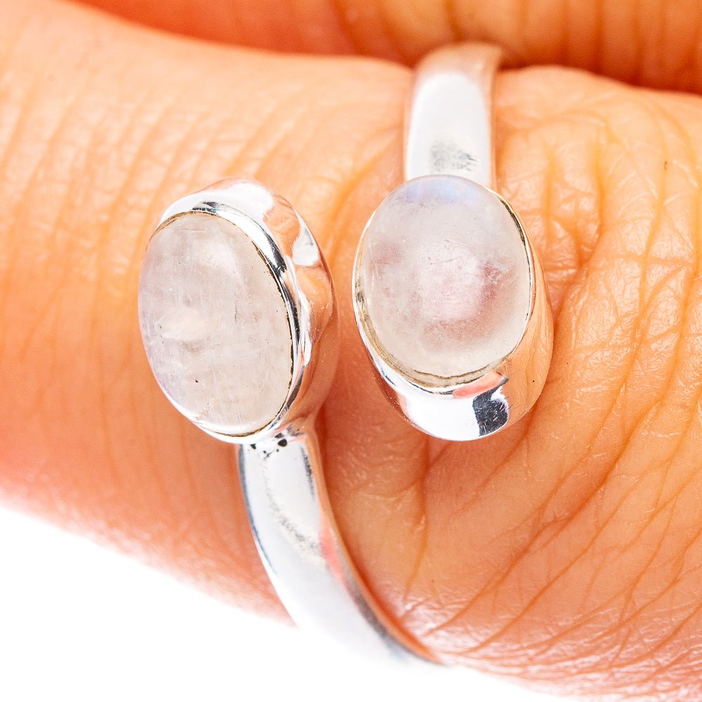 Rainbow Moonstone Dainty Ring Size 7 Adjustable (925 Sterling Silver) R5712