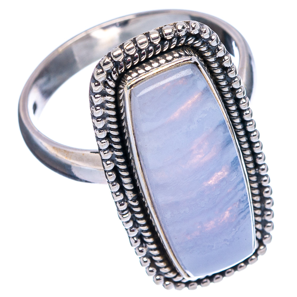 Blue Lace Agate Ring Size 8 (.925 Sterling Silver)