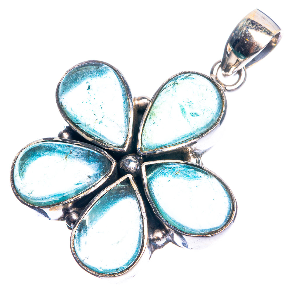 Blue Fluorite 925 Sterling Silver Pendant 1 1/2"