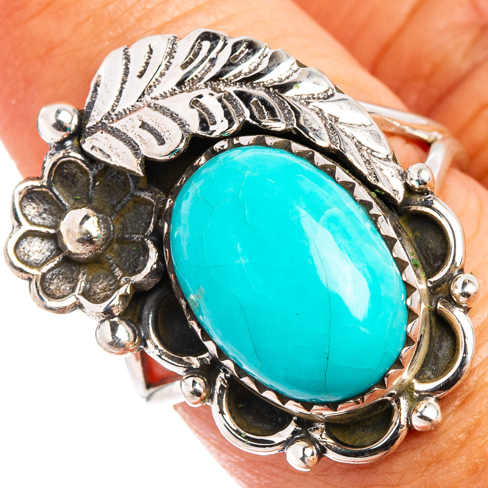 Native Style Kingman Turquoise Ring Size 8 (.925 Sterling Silver)
