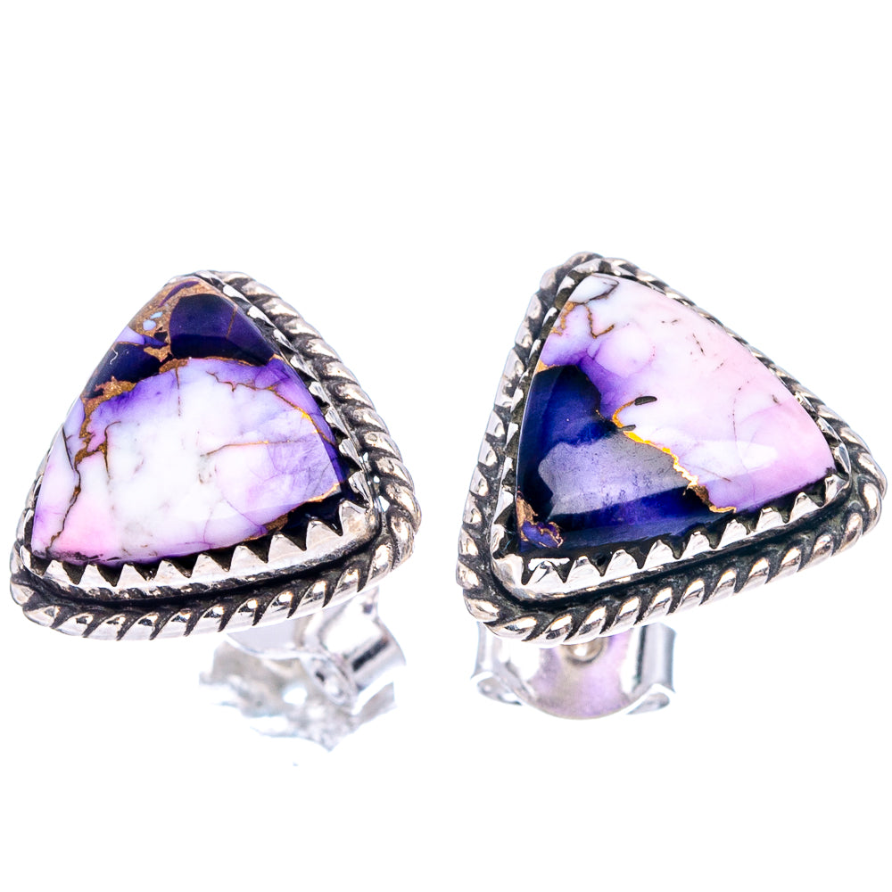 Purple Dahlia Mohave Turquoise Earrings 5/8" (.925 Sterling Silver)