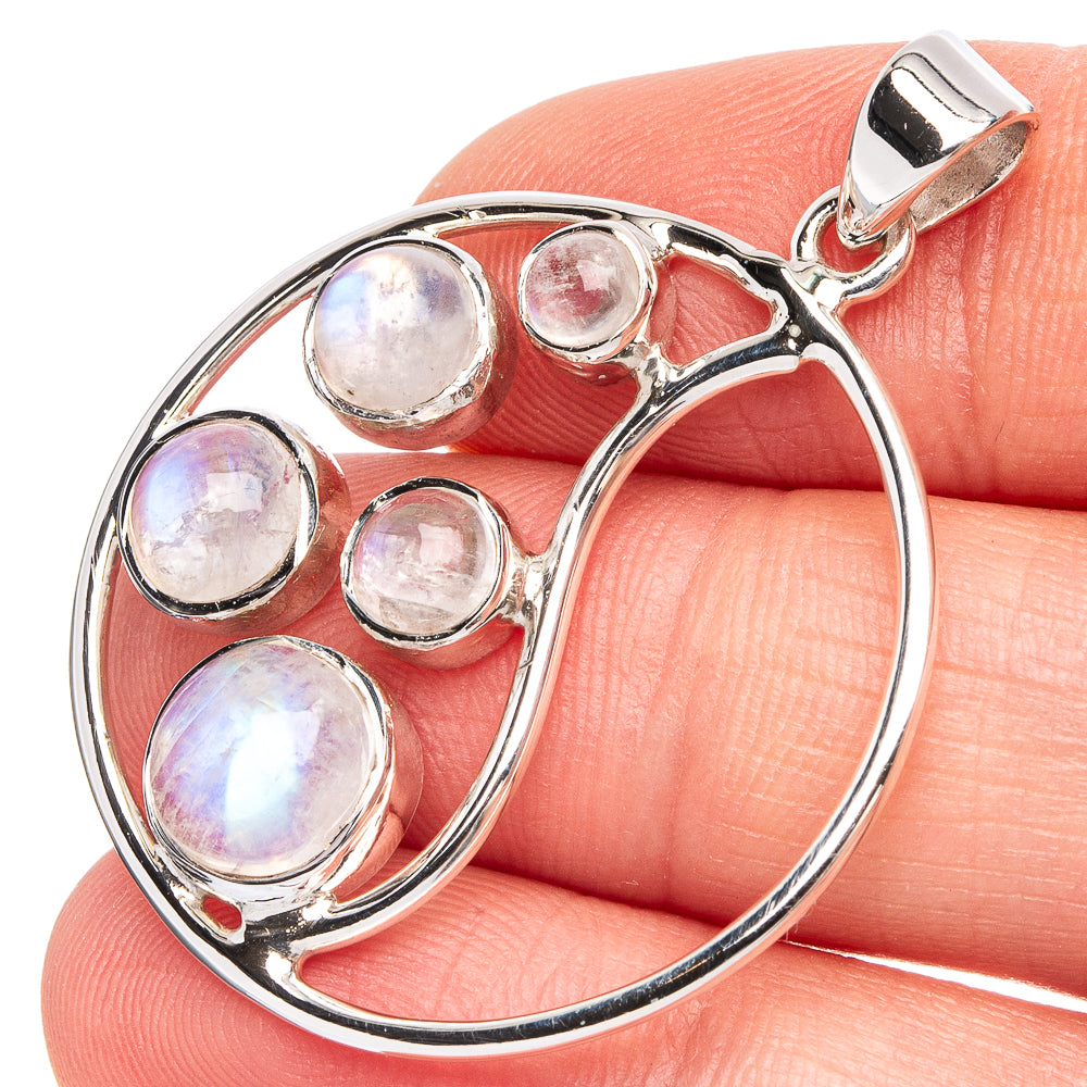 Rainbow Moonstone 925 Sterling Silver Premium Pendants 1 5/8" (925 Sterling Silver) P43702
