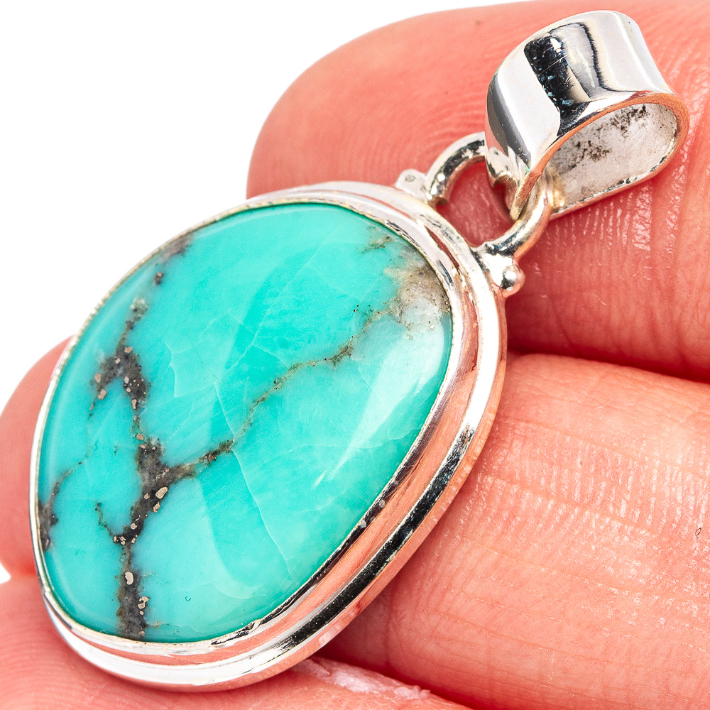 Campitos Turquoise Pendant 1 3/8" (.925 Sterling Silver)