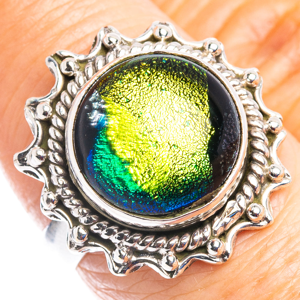 Dichroic Glass Ring Size 7 (.925 Sterling Silver)