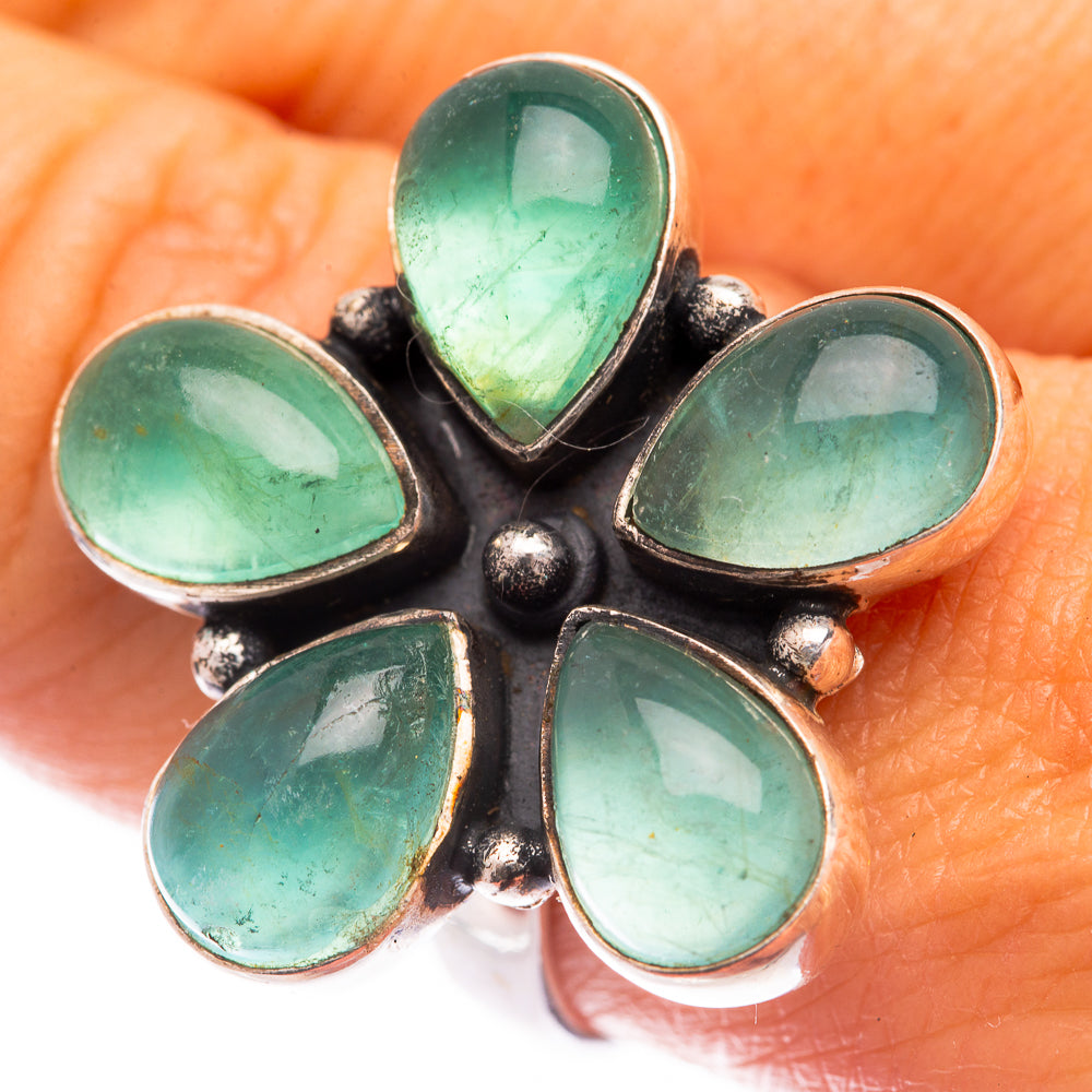 Large Green Fluorite Ring Size 9 (925 Sterling Silver) R140868