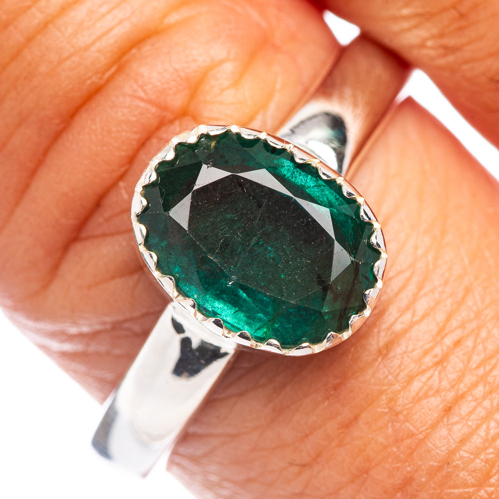 Rare Premium Faceted Zambian Emerald Ring Size 10 (.925 Sterling Silver)