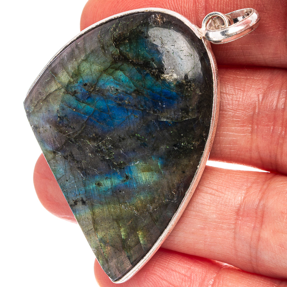 Labradorite Pendant 2 1/4" (Silver Plated)