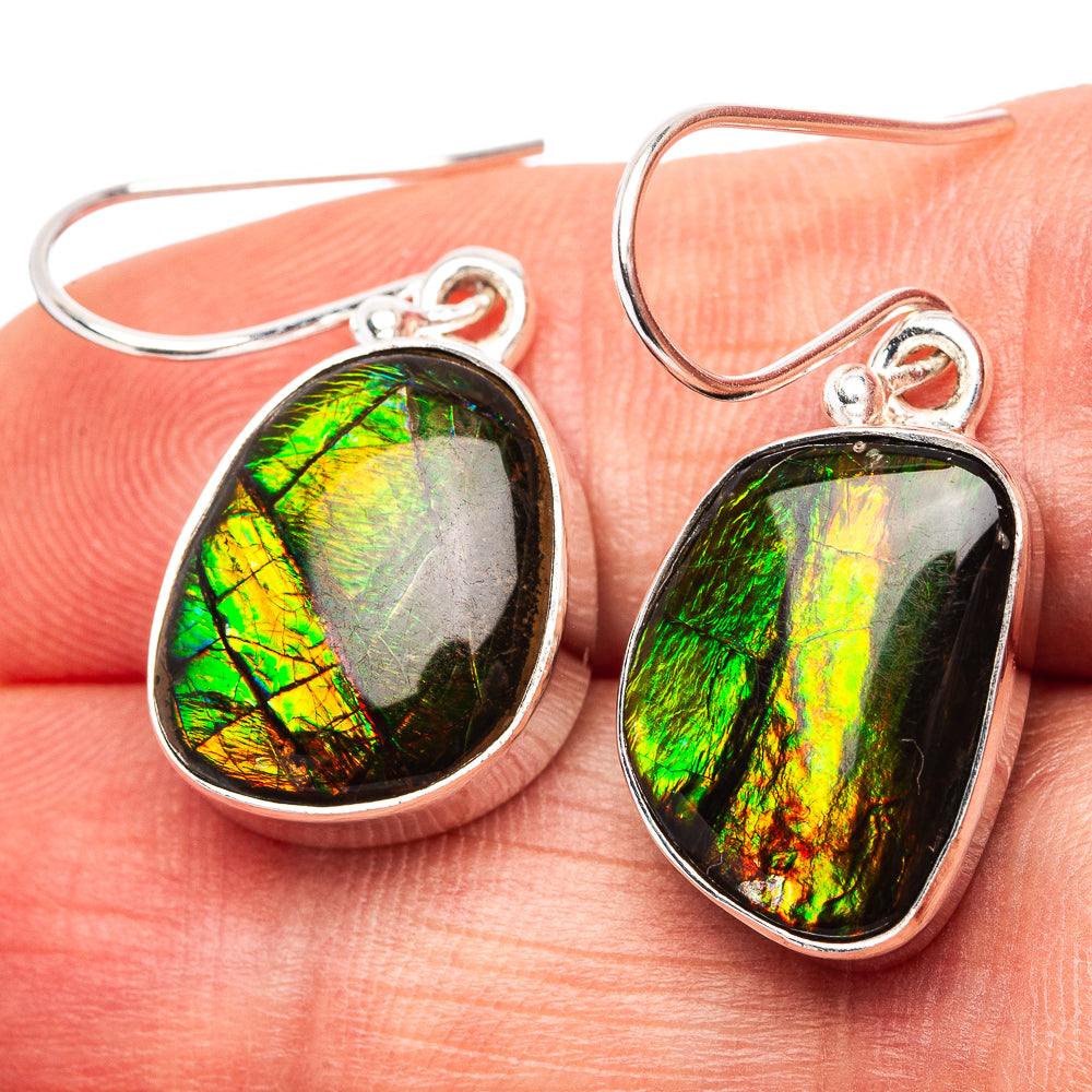 Premium Canadian Ammolite Earrings 1 1/4" (.925 Sterling Silver)