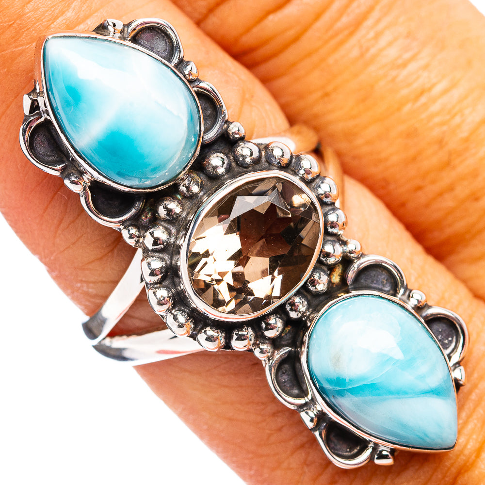 Premium Larimar, Ametrine Ring Size 8 (.925 Sterling Silver)