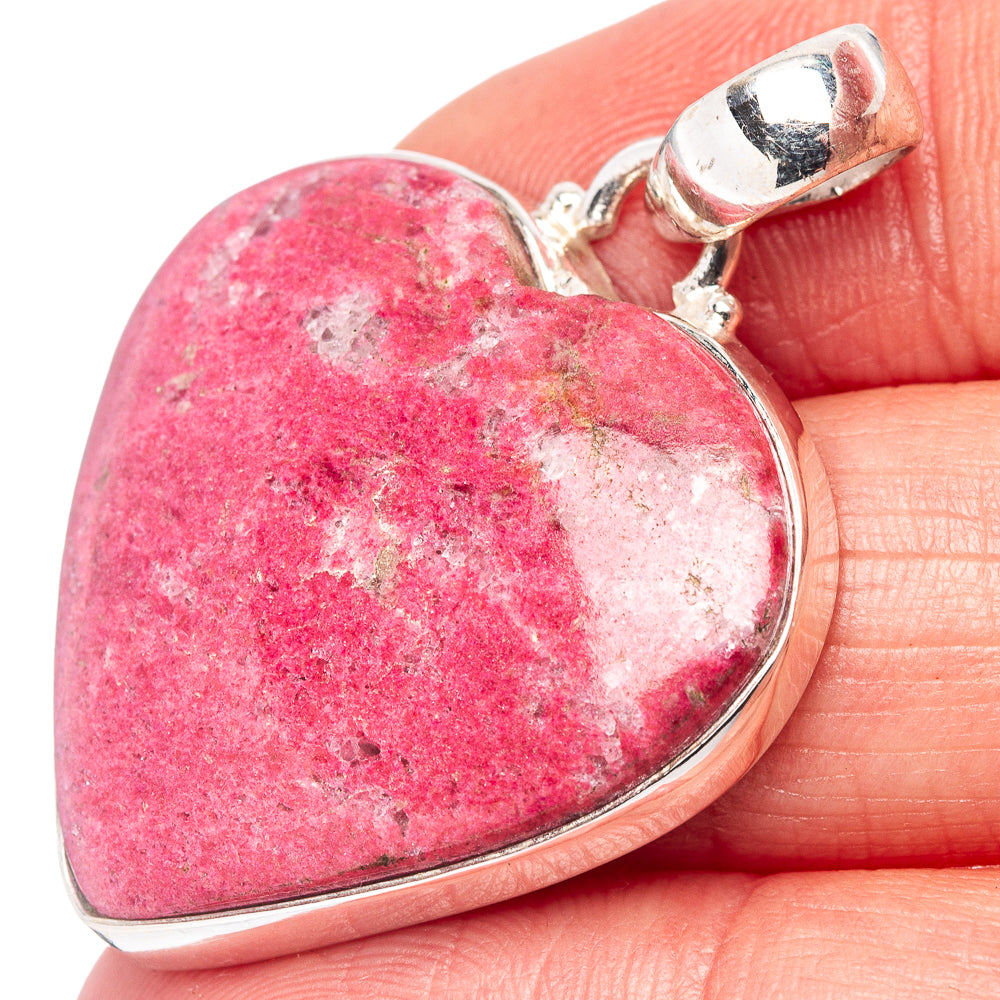 Thulite Heard Pendant 1 1/2" (.925 Sterling Silver)