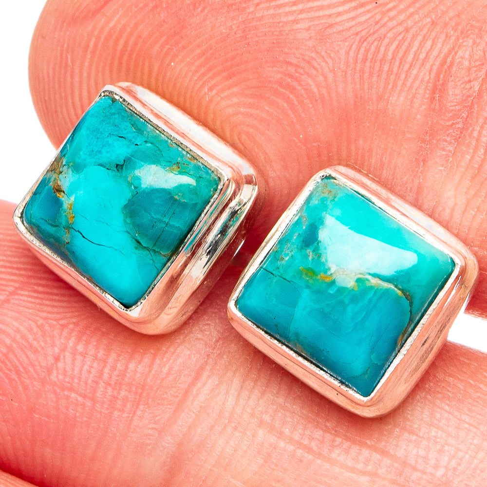 Rare Kingman Turquoise Earrings 3/8" (925 Sterling Silver) E2749