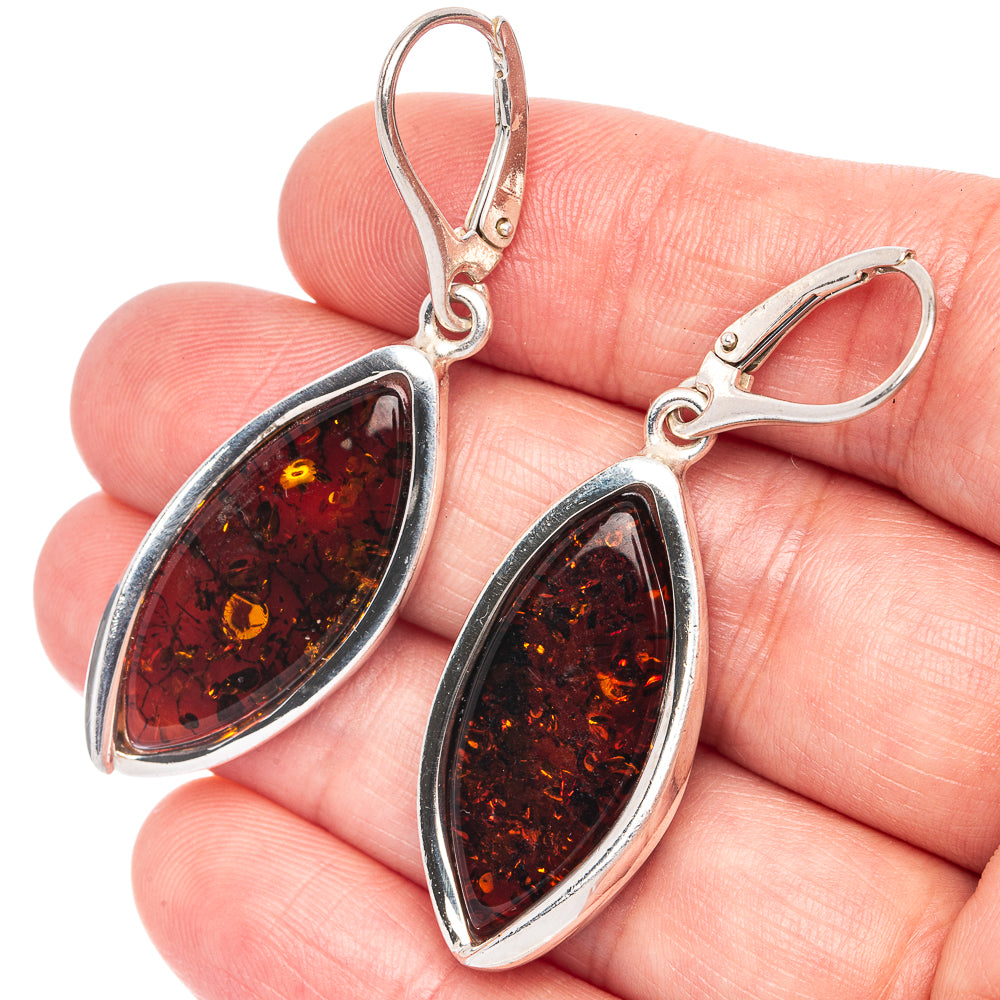 Baltic Amber Earrings 2" (925 Sterling Silver) E1091