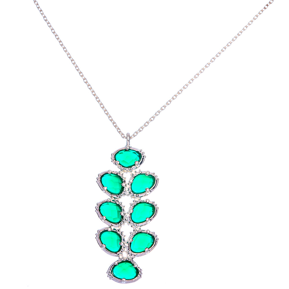 Green Onyx Necklace 17 3/4" (925 Sterling Silver) N90031