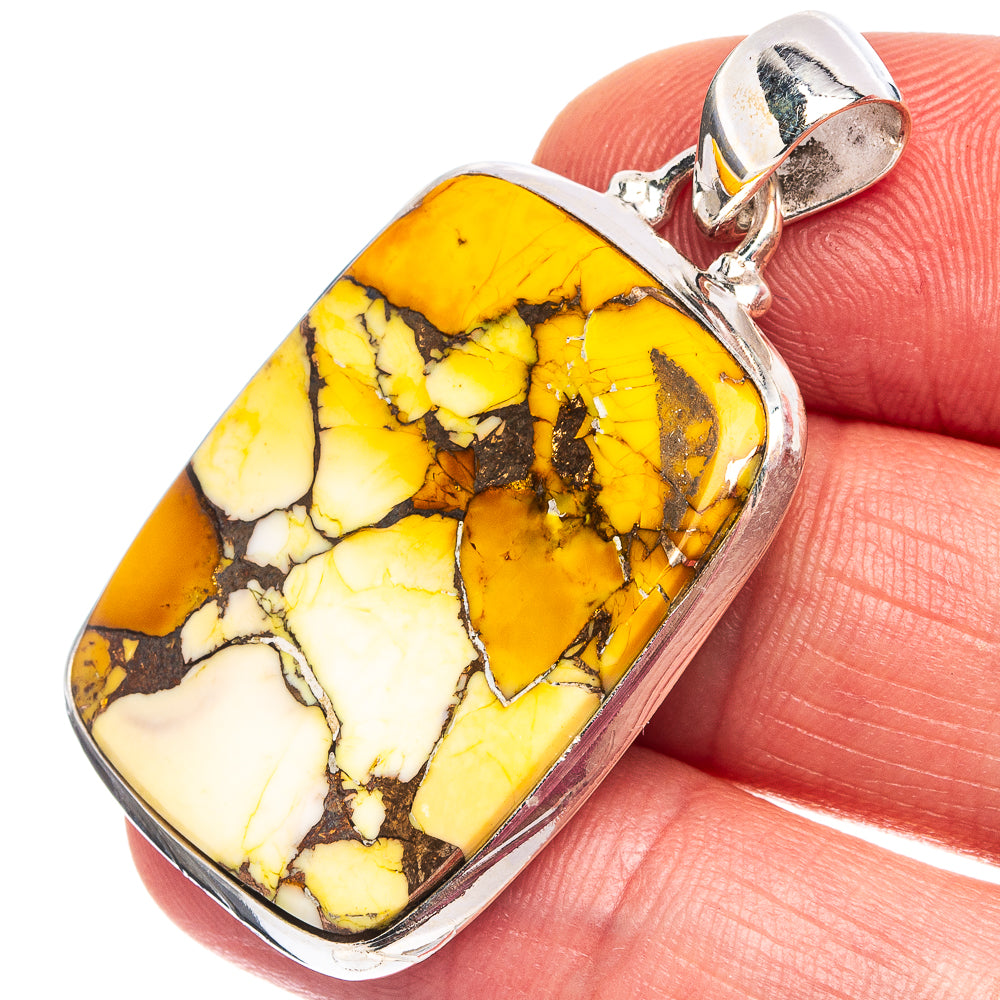 Honey Dahlia Mohave Turquoise Pendant 1 5/8" (.925 Sterling Silver)